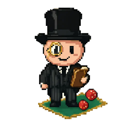 Taxman beside two red dice