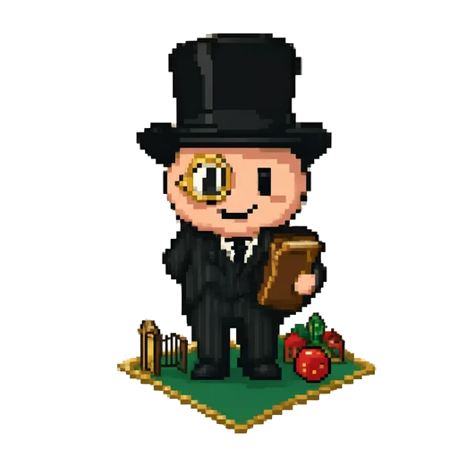 Taxman tipping his hat by an open gate