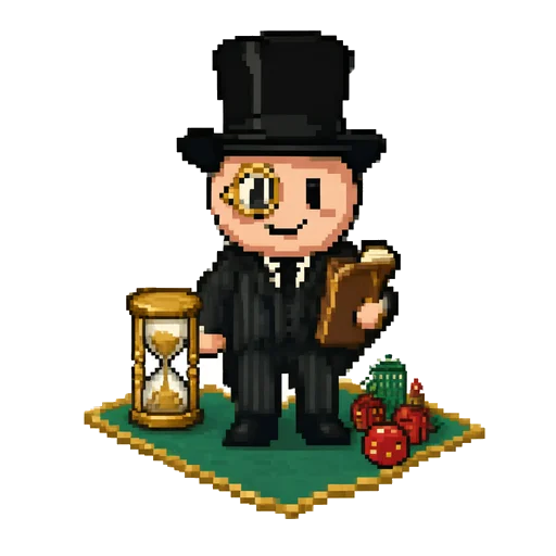 Taxman beside a gold hourglass